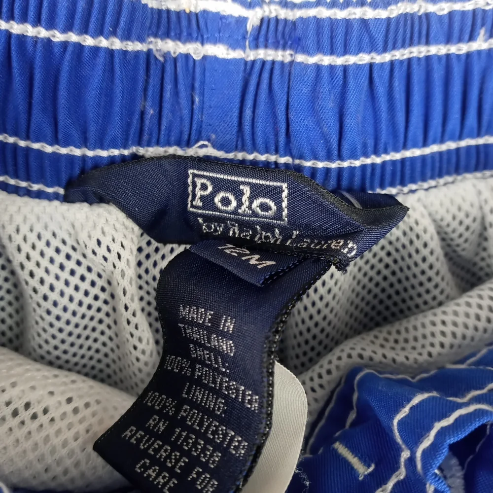 Polo Ralph Lauren boys size 12 mos royal and navy blue stripe swim trunks